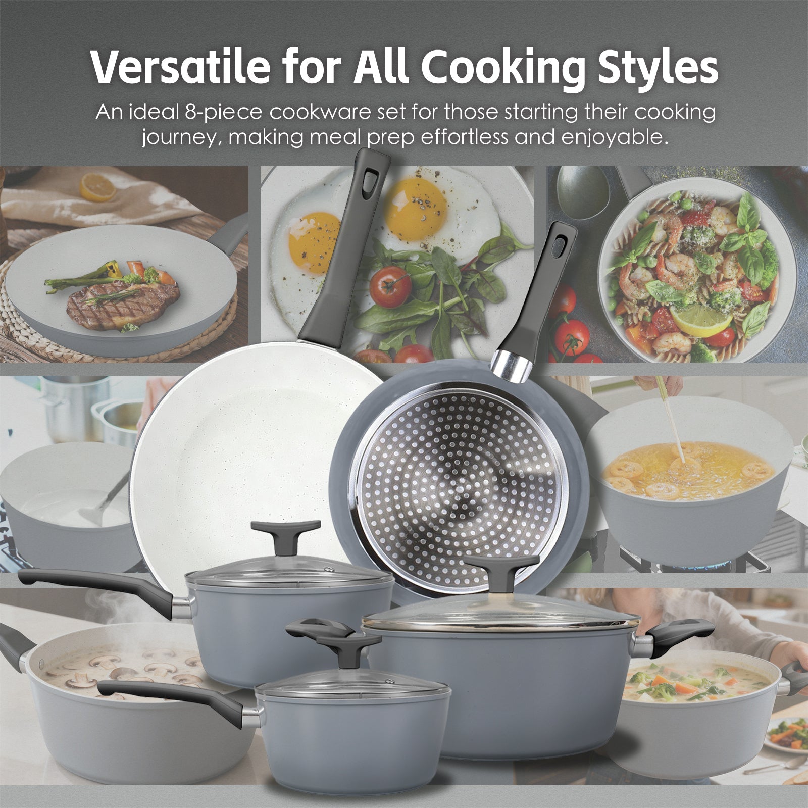 8 Pcs Clevinger Non-Stick Cookware Set V915-CV0316