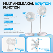 Folding Telescopic 4.5W Portable Height/Tilt Adjustable Rechargeable Cordless Fan V915-EL0079