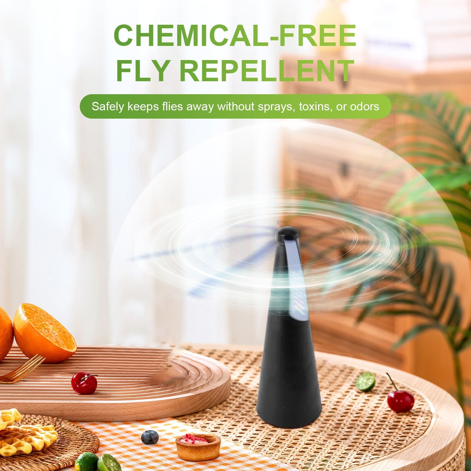Battery Operated Shoo-Fly Chemical Free Fly Repellent Fan Black V915-EL0086-BK
