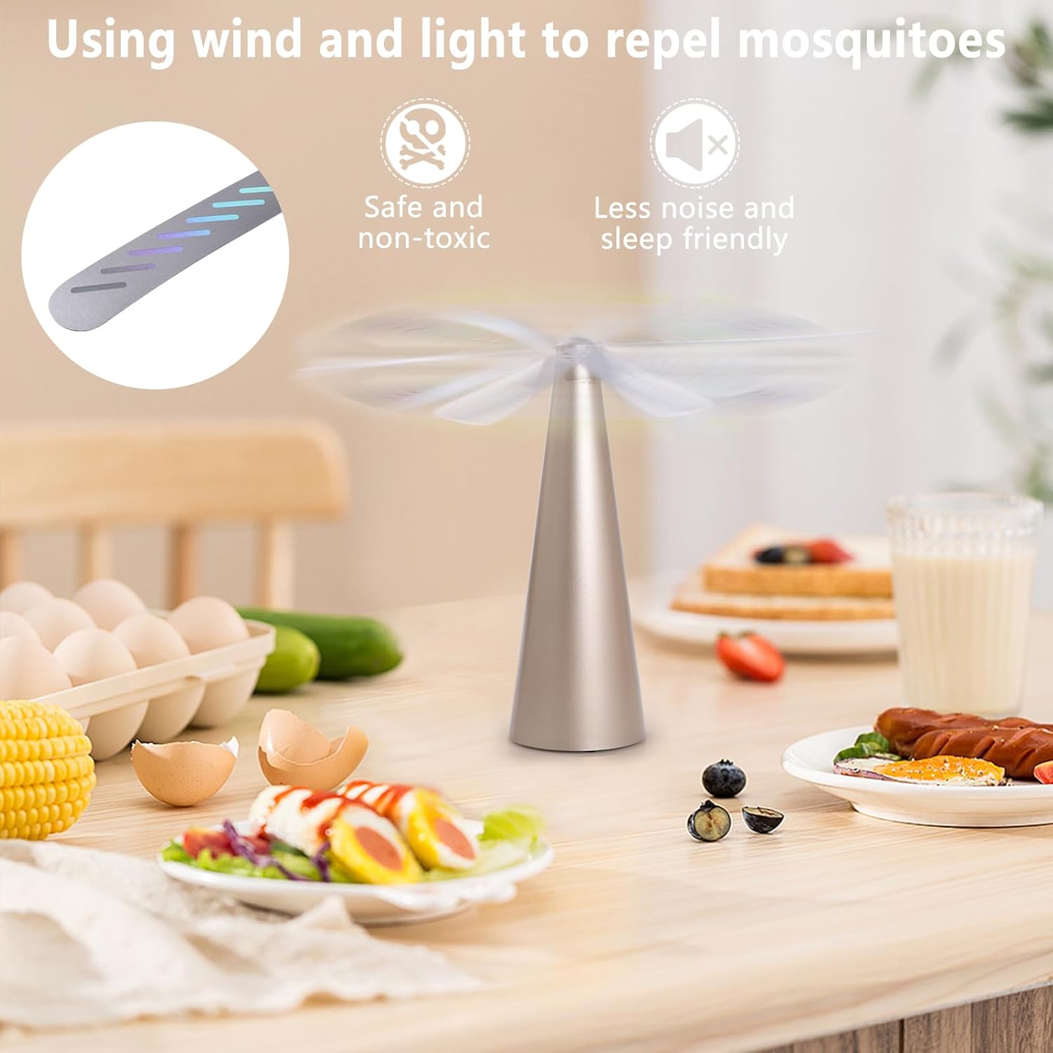 Battery Operated Shoo-Fly Chemical Free Fly Repellent Fan Gold V915-EL0086-GD