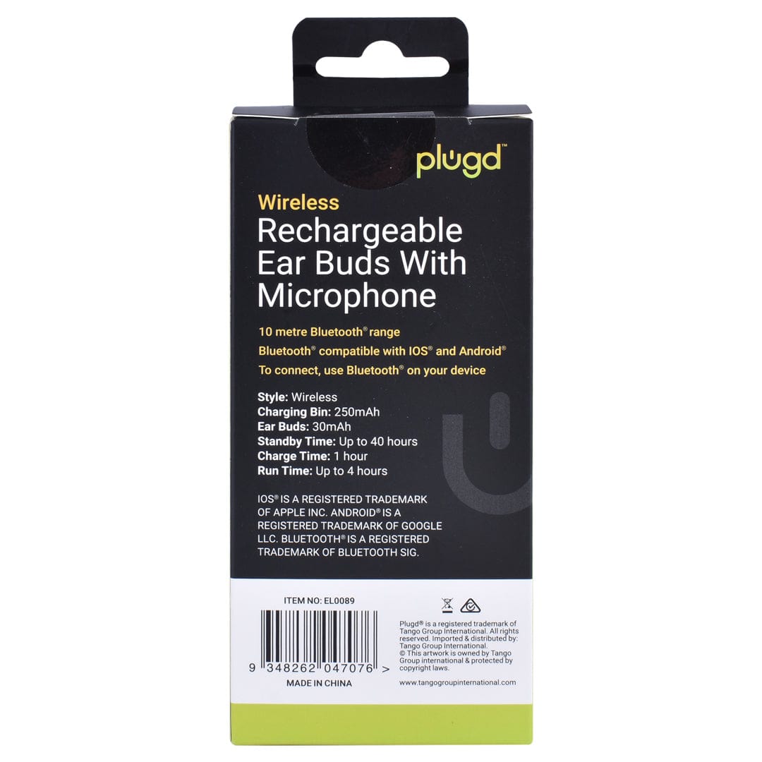 PLUGD Bluetooth Rechargeable Ear Buds with Microphone V915-EL0089