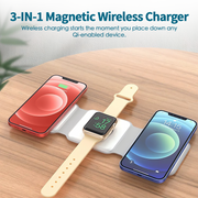 3 in 1 Wireless 15W Qi Fast Charging Foldable Station for Apple Mag Safe V915-EL0103