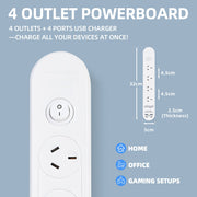 Plugd 2 USB A + 2 USB C 240V 10A Powerboard with Surge Protection V915-EL0113