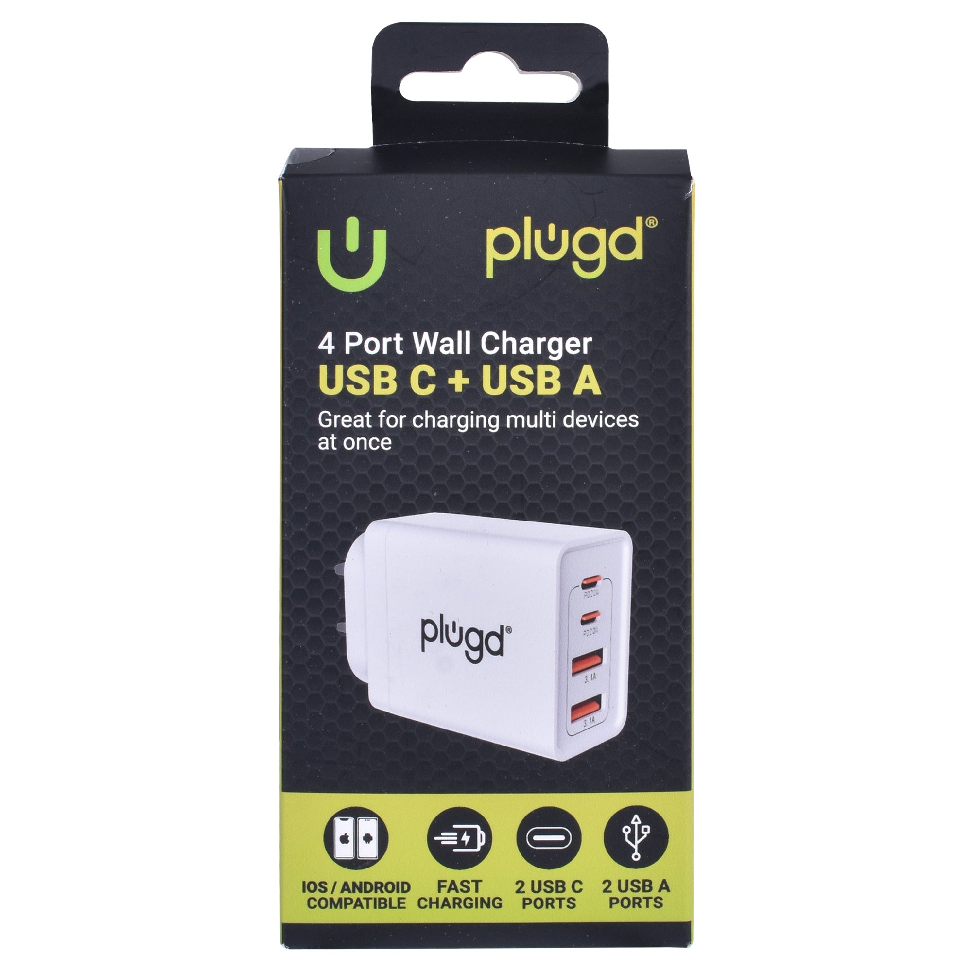 4 PORT WALL CHARGER USB C+USB A V915-EL0115