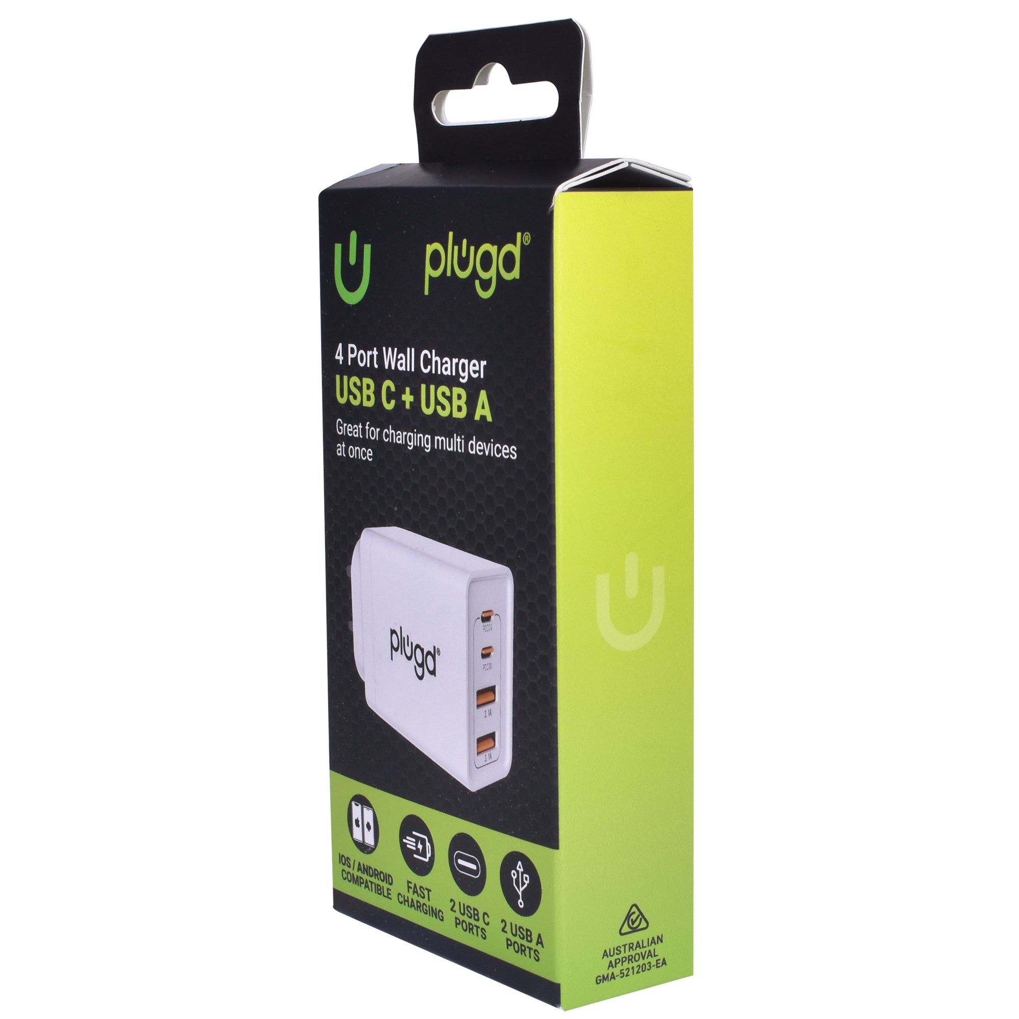 4 PORT WALL CHARGER USB C+USB A V915-EL0115
