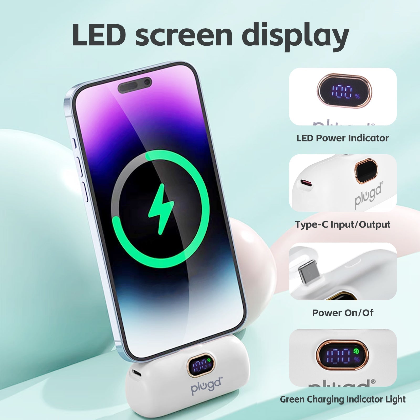 5000mAh 18.5W Mini USB-C Fast Charge Power Bank V915-EL0116