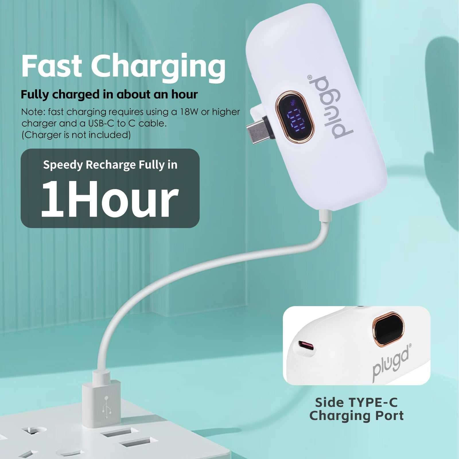 5000mAh 18.5W Mini USB-C Fast Charge Power Bank V915-EL0116