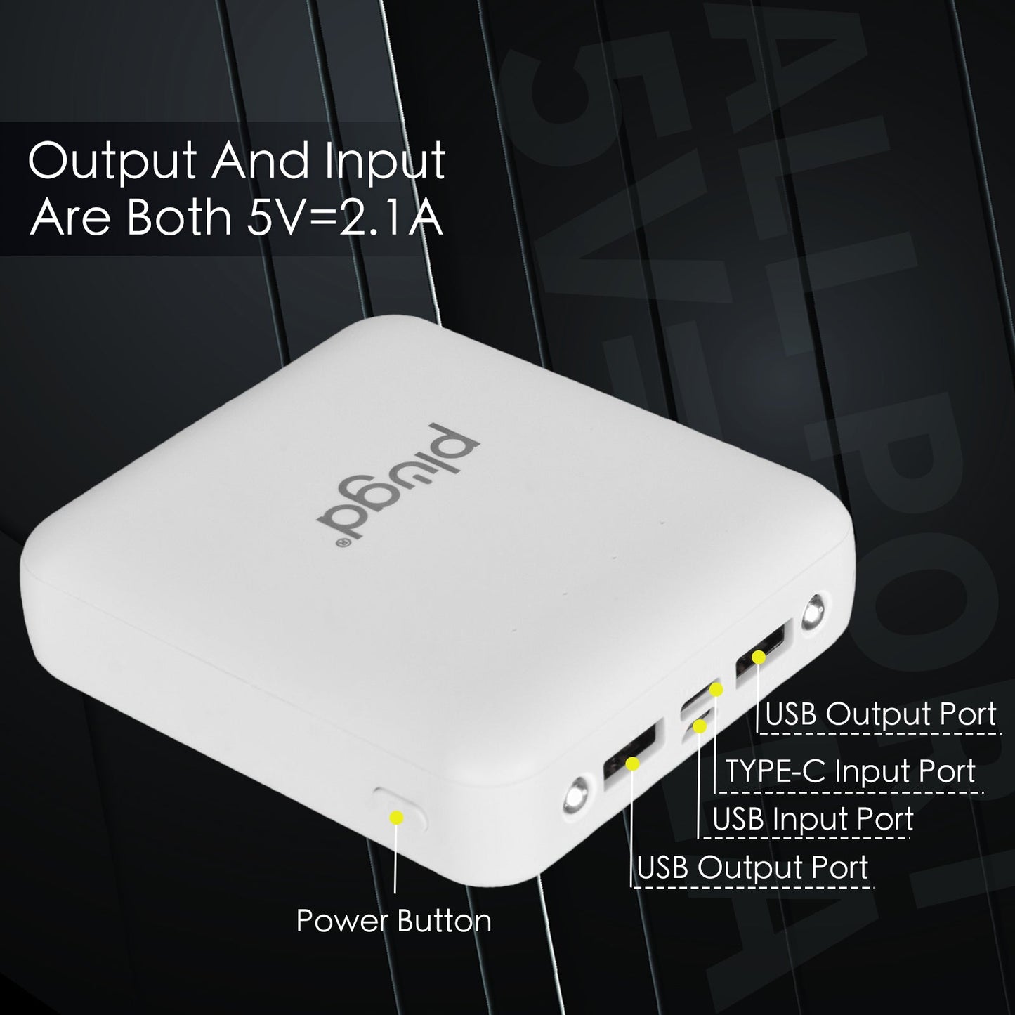5000mAh Fast Charge Power Bank with 4 Built-in Cables and LED Lights V915-EL0117