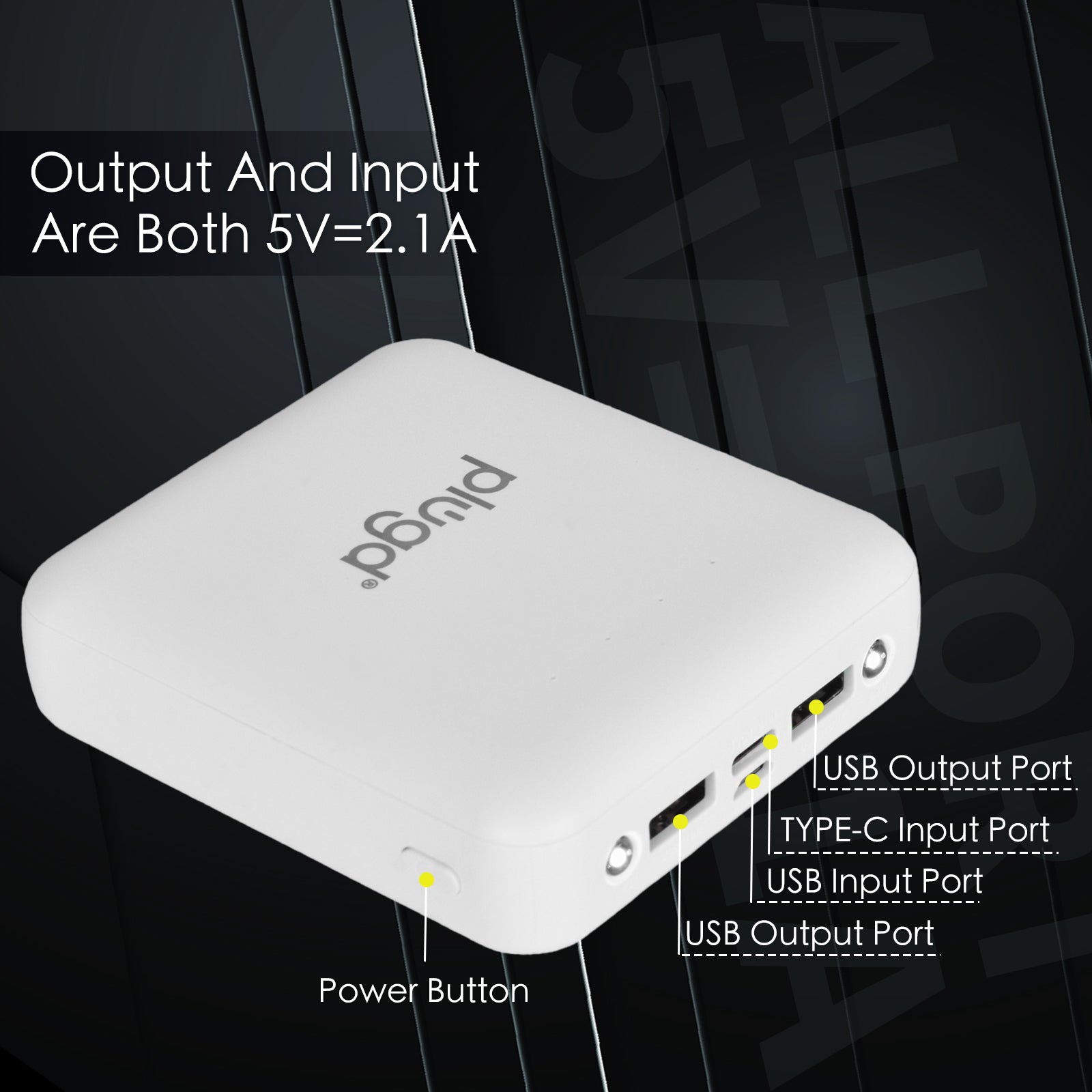 5000mAh Fast Charge Power Bank with 4 Built-in Cables and LED Lights V915-EL0117