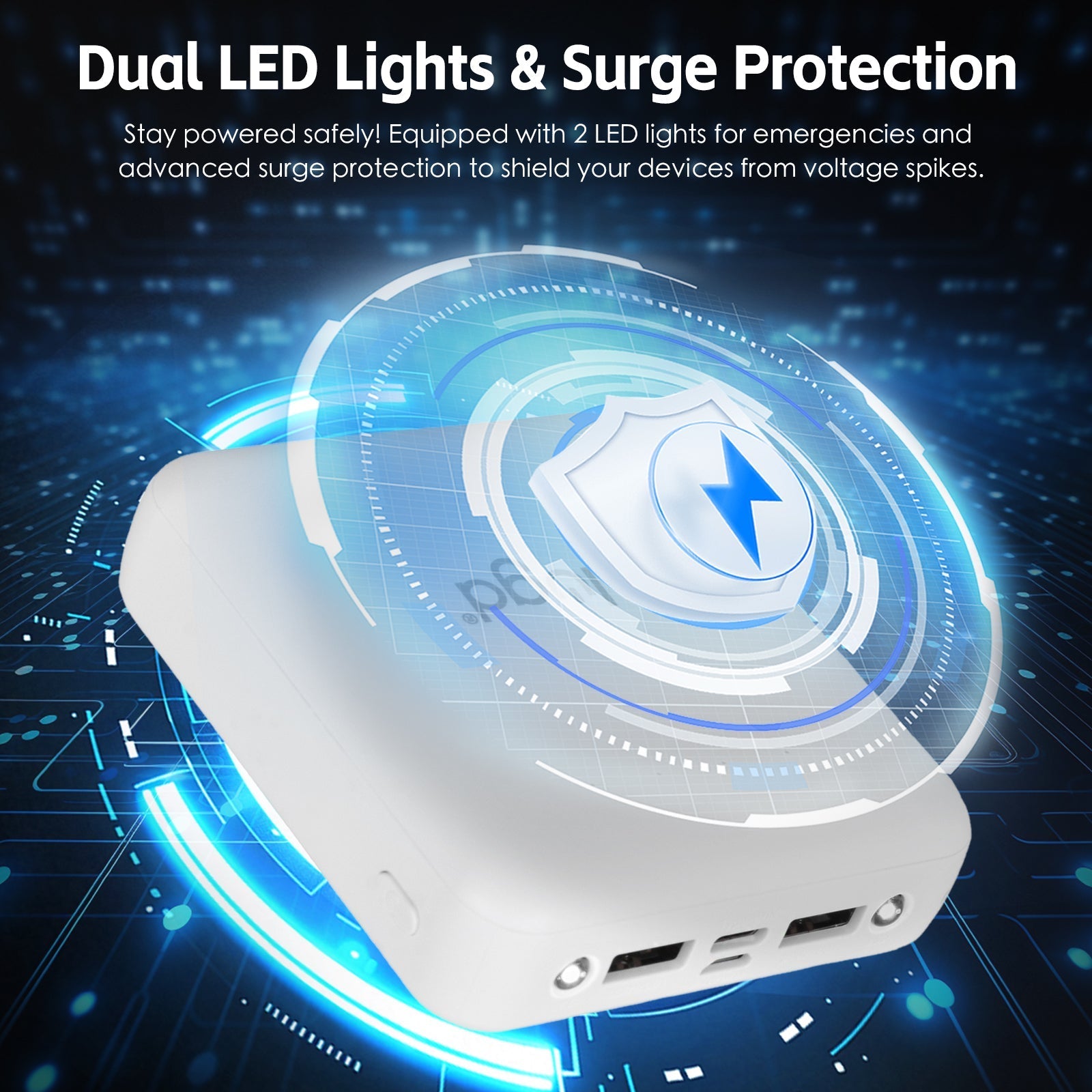 5000mAh Fast Charge Power Bank with 4 Built-in Cables and LED Lights V915-EL0117