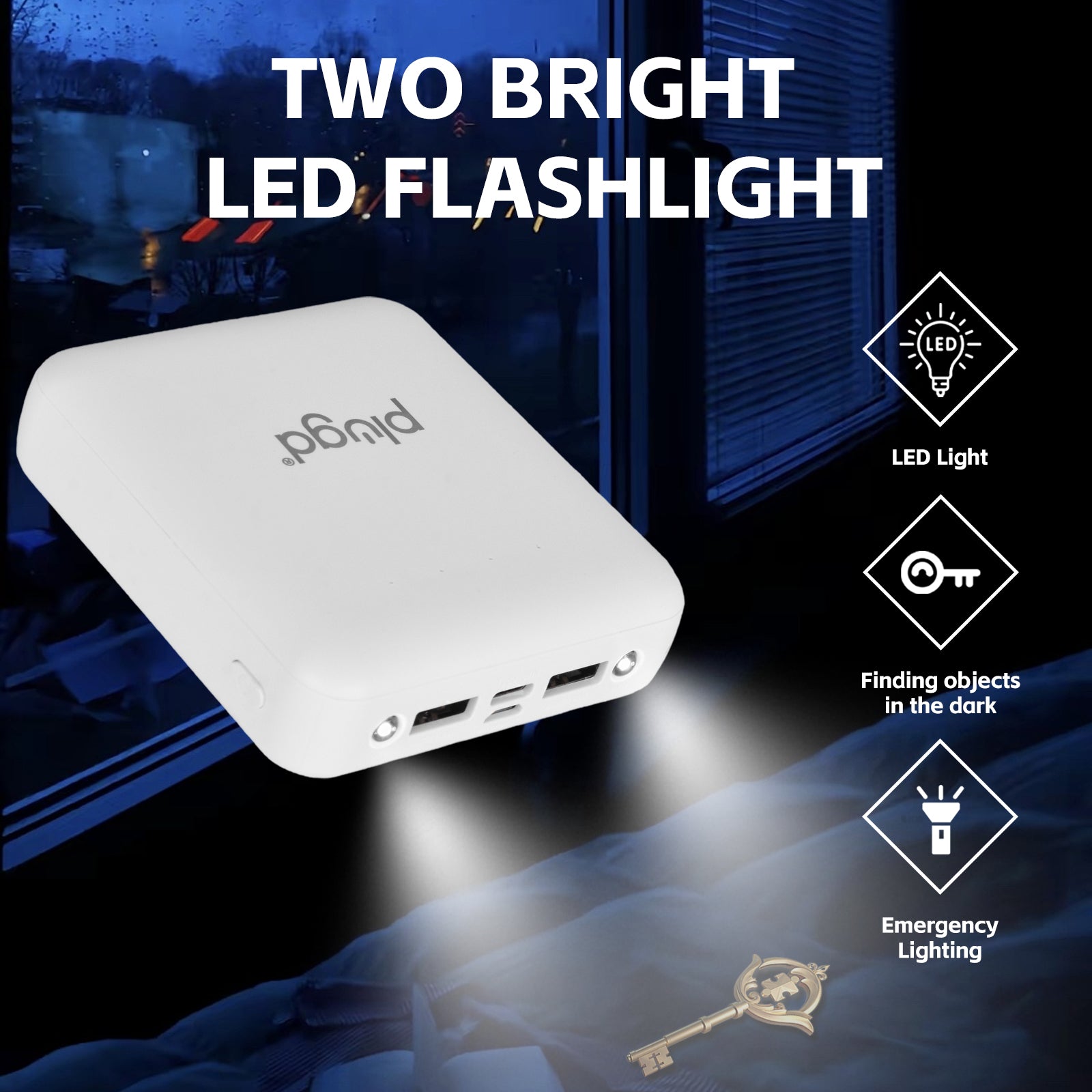 5000mAh Fast Charge Power Bank with 4 Built-in Cables and LED Lights V915-EL0117