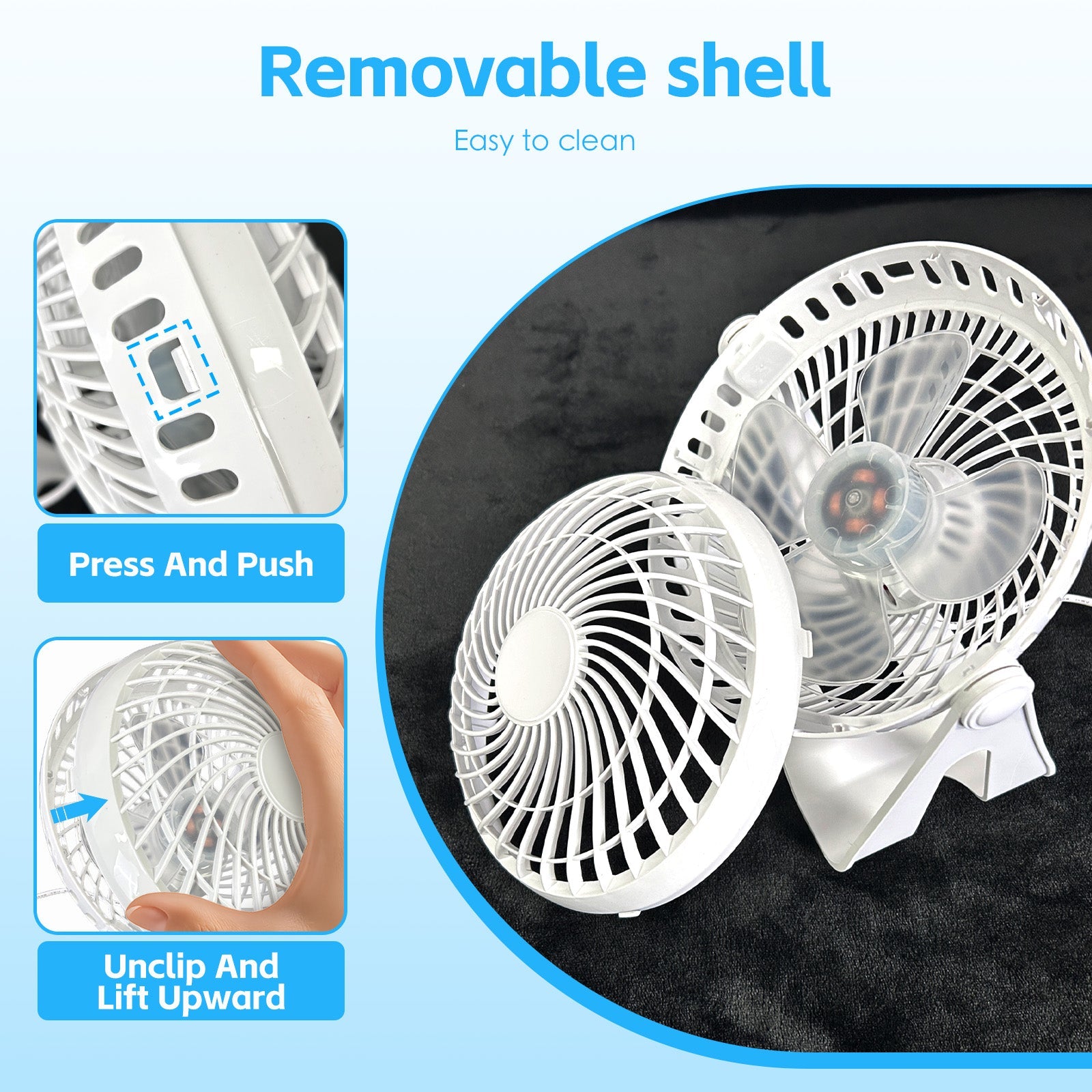 USB Powered Desk Fan - Portable 2-Speed Adjustable Angle Cooling Fan (White) V915-EL0125