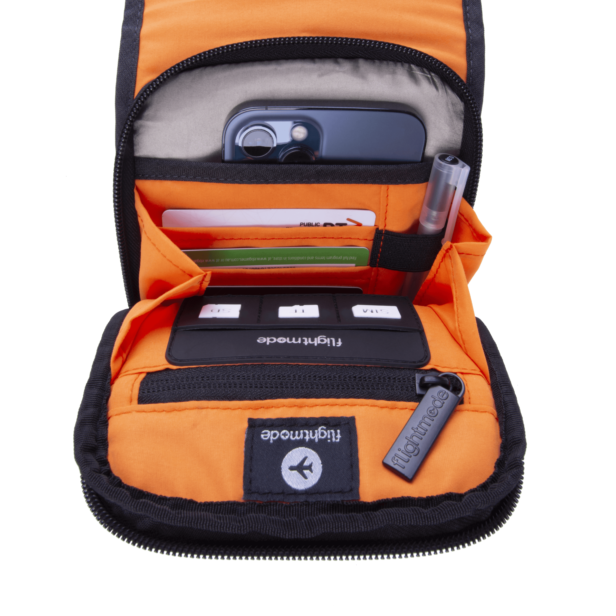 Flightmode RFID Neck Pouch - Charcoal V915-FB0007