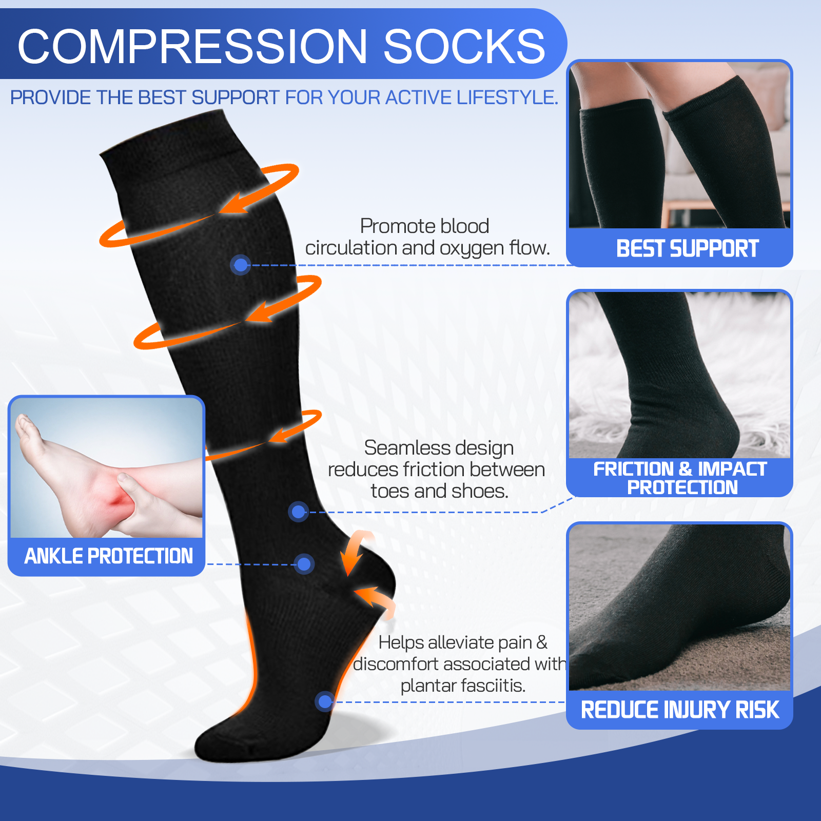 Travel Anti-Fatigue Flight Compression Socks-M V915-FM0045