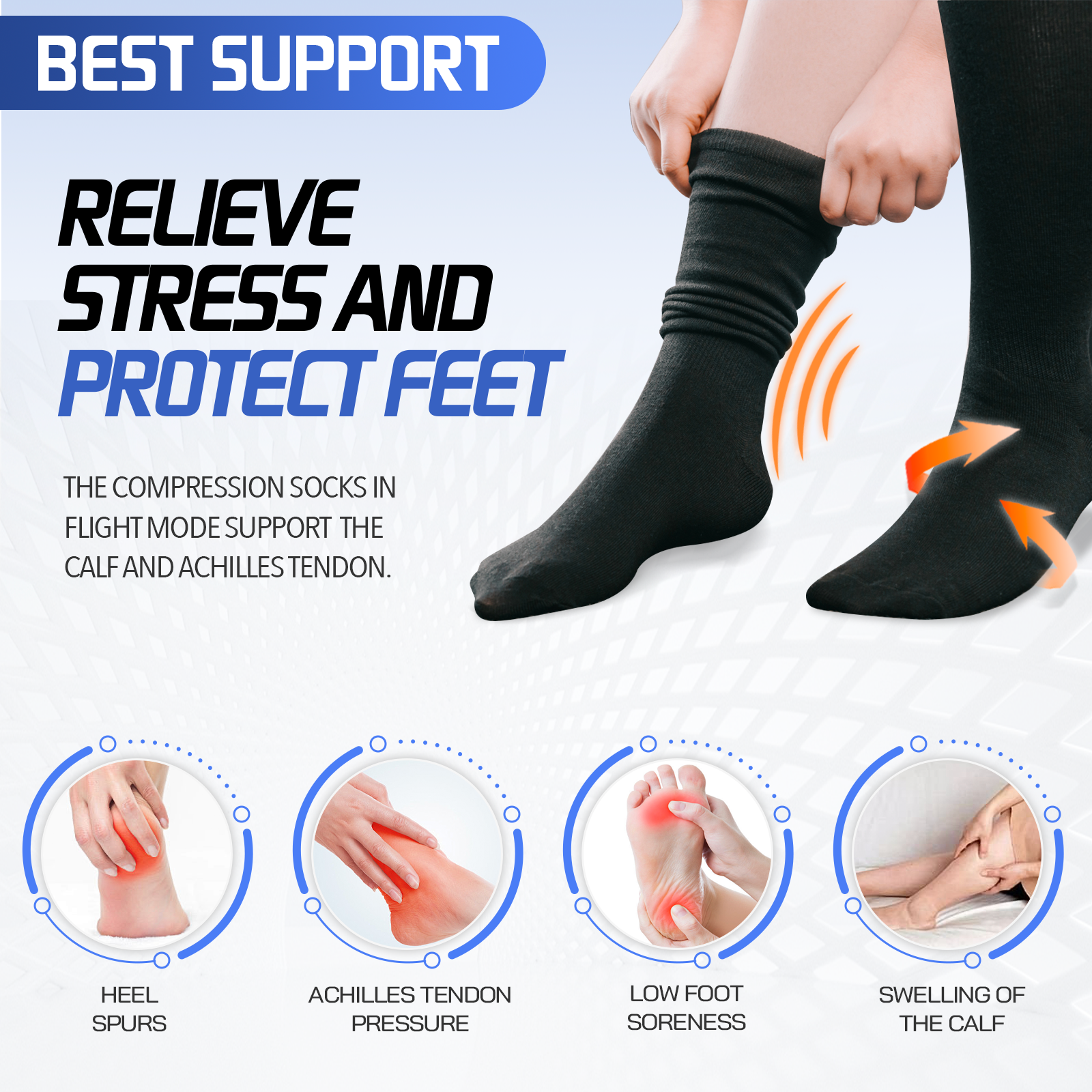 Travel Anti-Fatigue Flight Compression Socks-M V915-FM0045