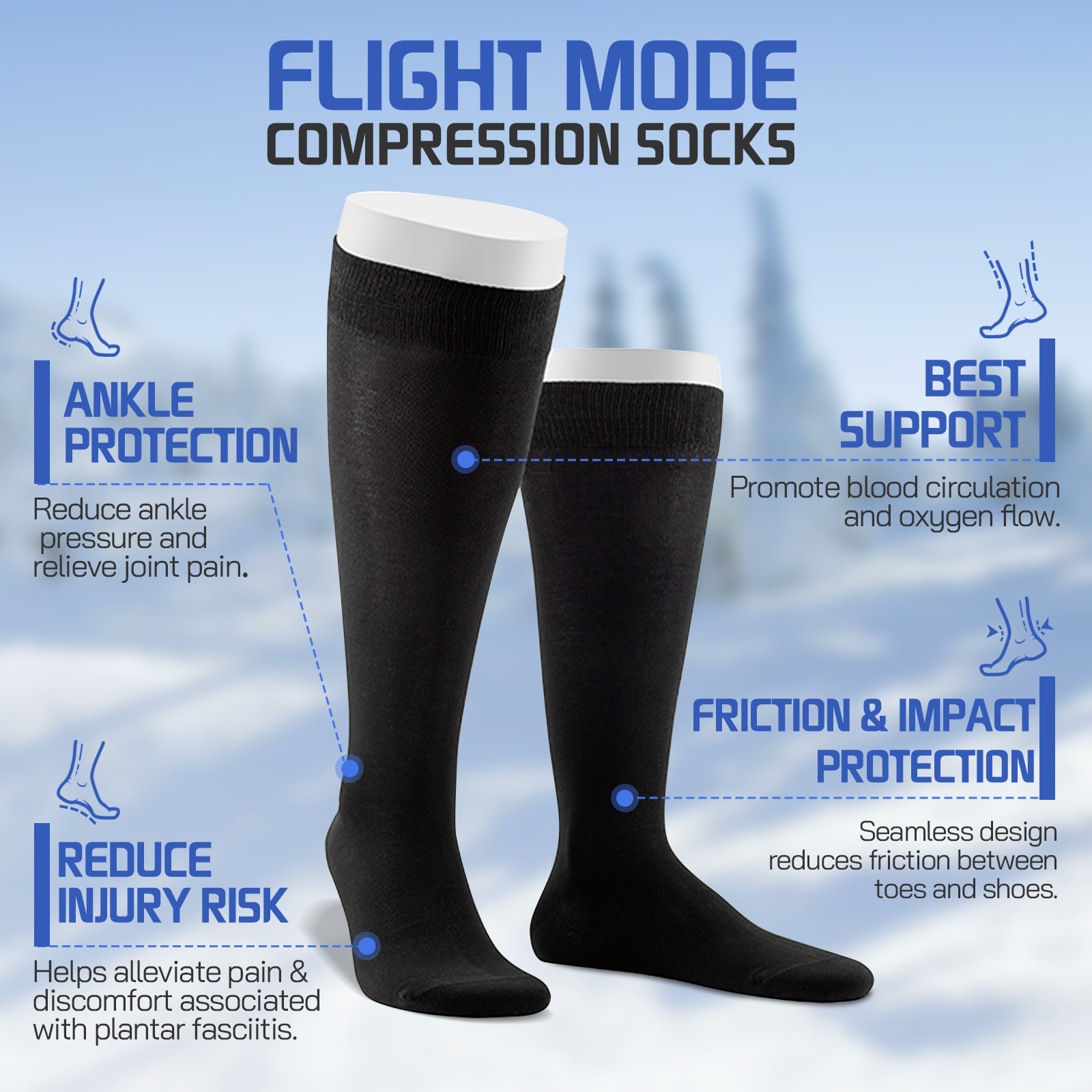 Travel Anti-Fatigue Flight Compression Socks-M V915-FM0045