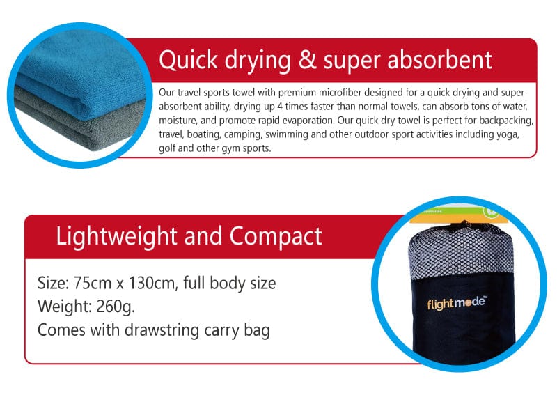 MicroFibre Travel Towel Grey V915-FM0065