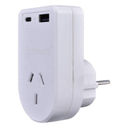 Flightmode Outbound AU/NZ to EUROPE/BALI Travel Adaptor with USB Type C & A V915-FM0102