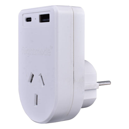 Flightmode Outbound AU/NZ to EUROPE/BALI Travel Adaptor with USB Type C & A V915-FM0102