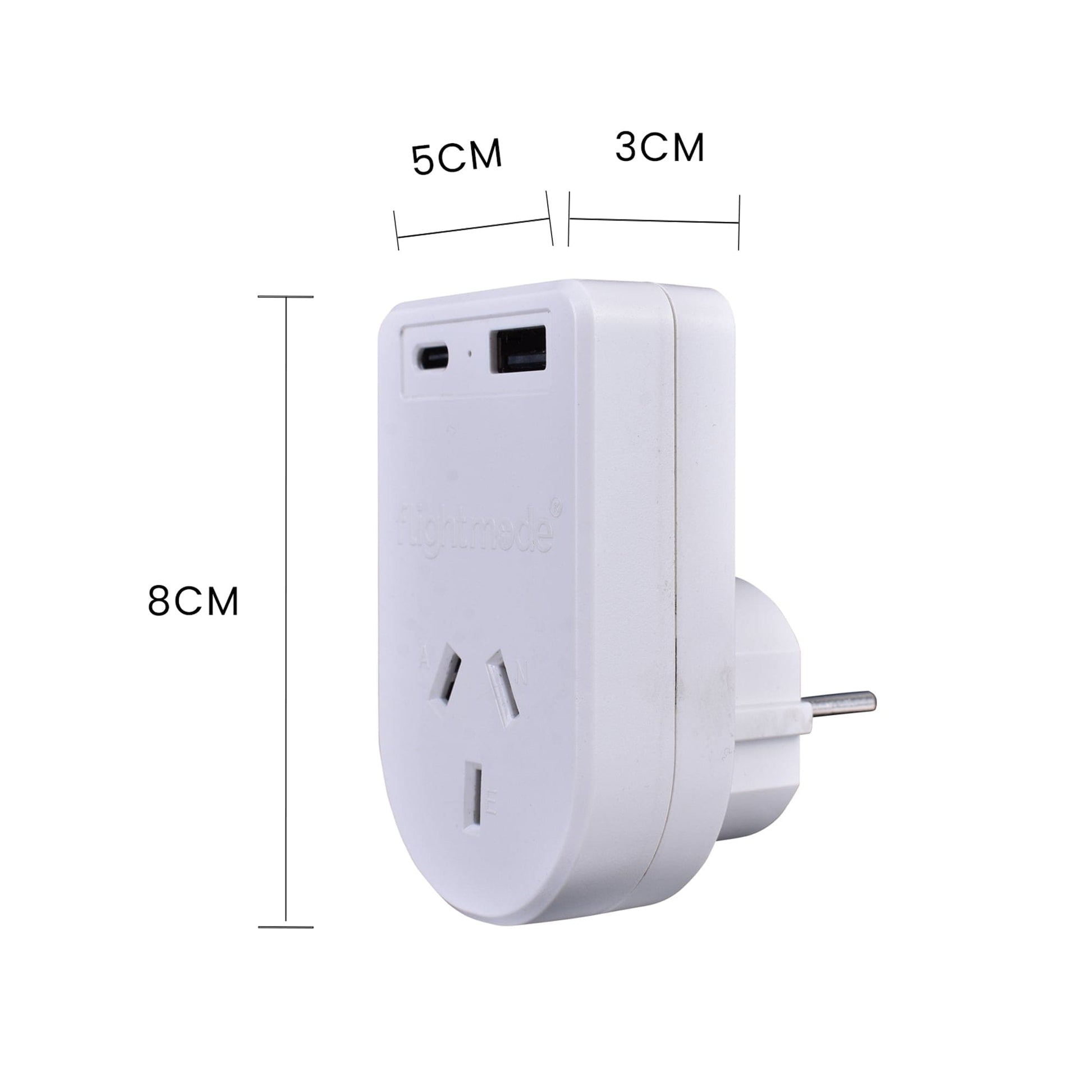Flightmode Outbound AU/NZ to EUROPE/BALI Travel Adaptor with USB Type C & A V915-FM0102