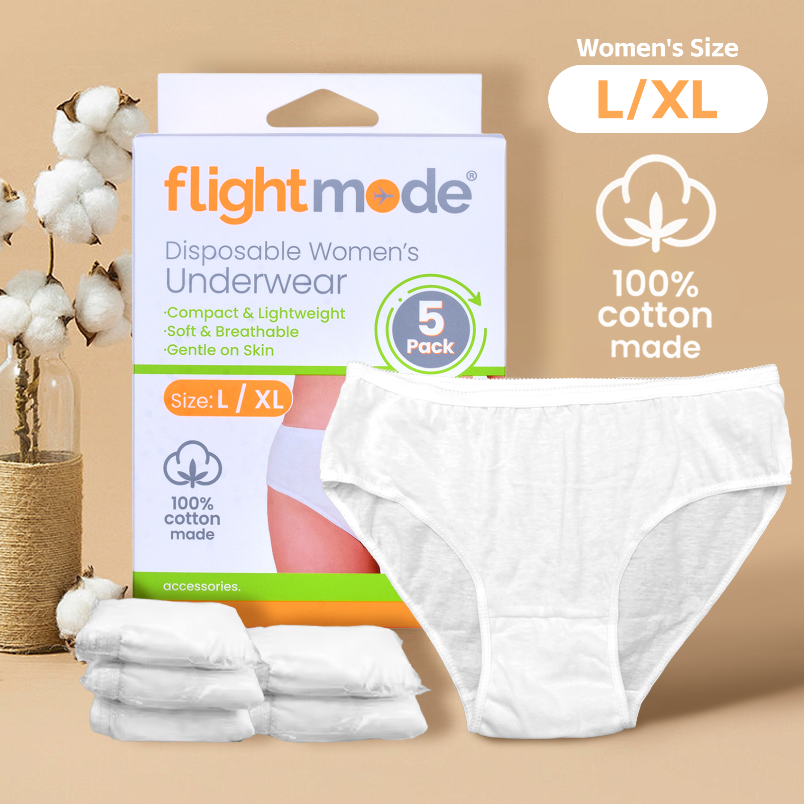 5 Pcs Women's Disposable Underware -L/XL V915-FM0123