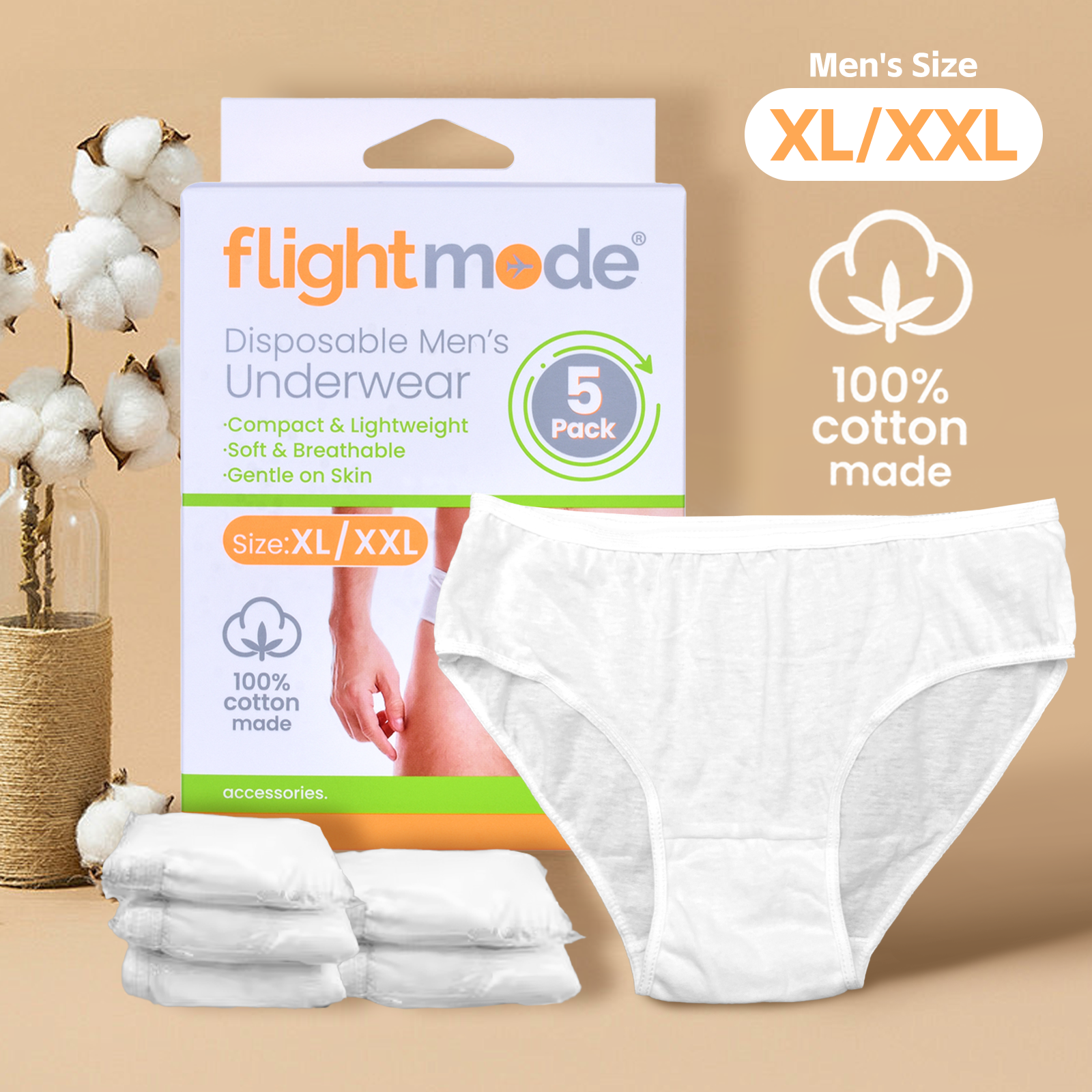5 Pcs Men's Disposable Underware - XL/XXL V915-FM0124