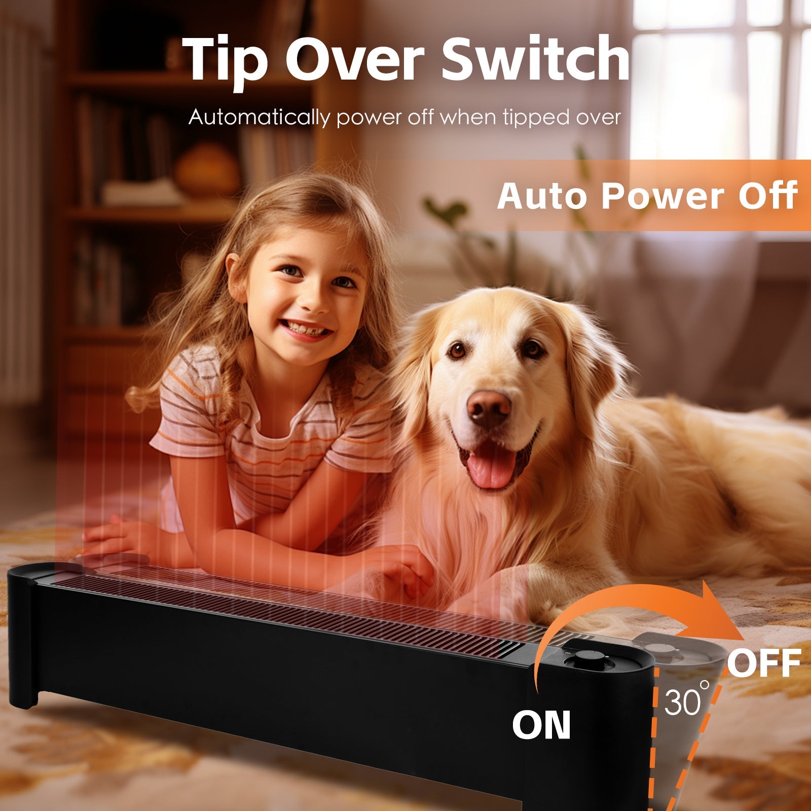 2200W Graphene Floor Electric Heater - Fast Heating, Energy-Efficient, Portable Indoor Heater V915-HE0001