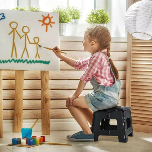 Stool Portable Plastic Foldable Chair Outdoor Bathroom Kitchen Adult Kids Black V915-HH0026-BK
