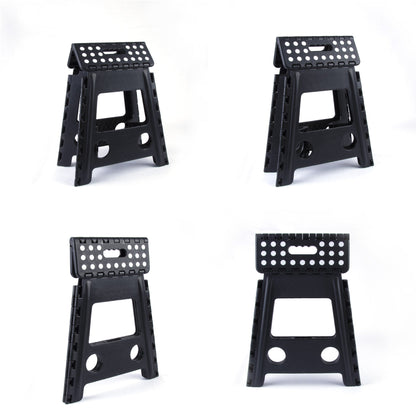 Large Plastic Folding Stool Portable Chair Store Flat Easy Carry Outdoor Camping Black V915-HH0026-L-BK