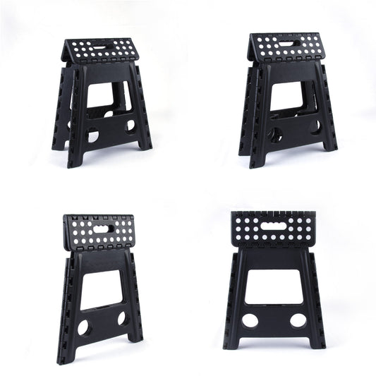 Large Plastic Folding Stool Portable Chair Store Flat Easy Carry Outdoor Camping Black V915-HH0026-L-BK