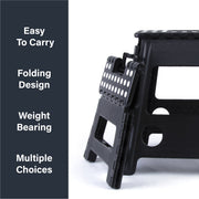 Large Plastic Folding Stool Portable Chair Store Flat Easy Carry Outdoor Camping Black V915-HH0026-L-BK