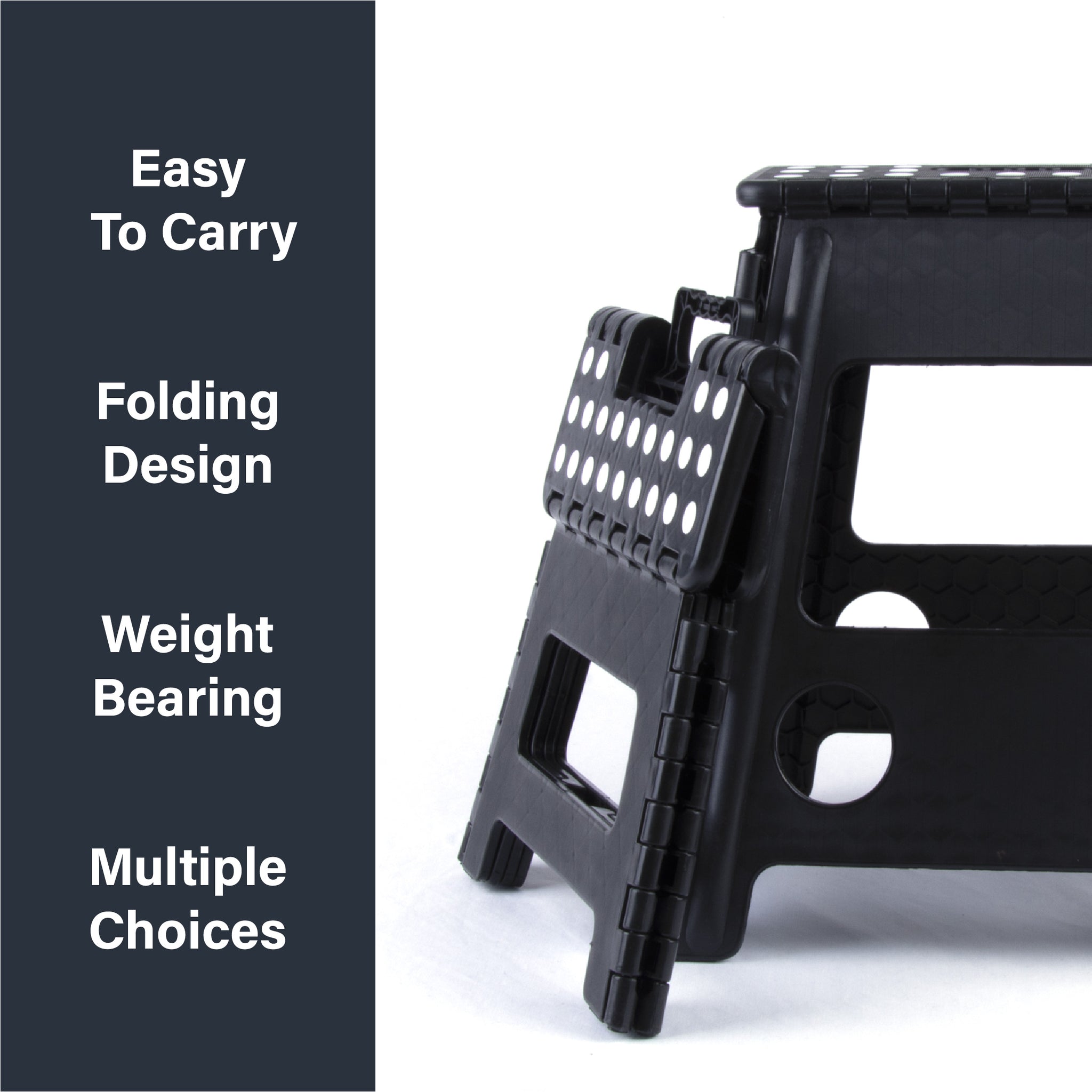 Large Plastic Folding Stool Portable Chair Store Flat Easy Carry Outdoor Camping Black V915-HH0026-L-BK