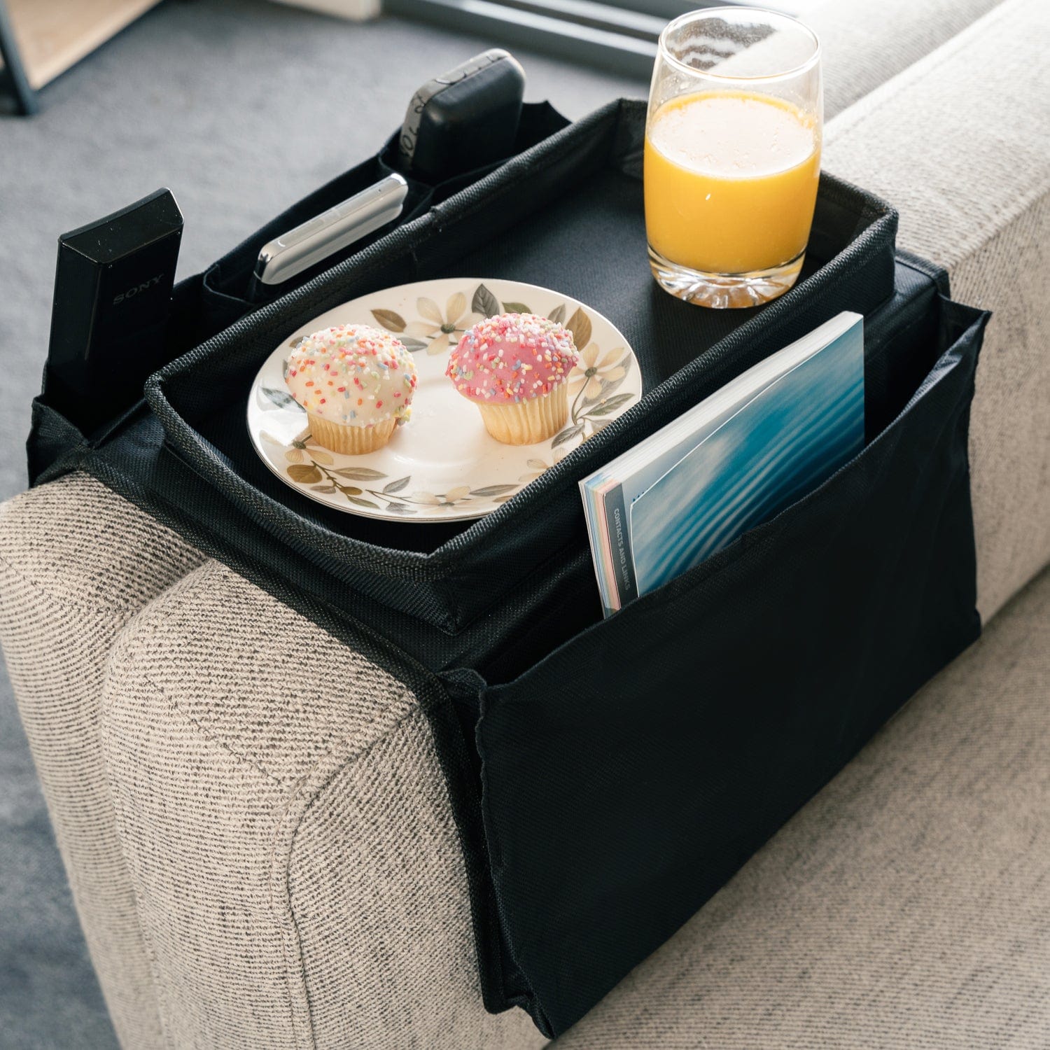 Sofa Armrest Fabric Organiser Side Pouch Storage Bag Damp Proof Double Sided V915-HO0016