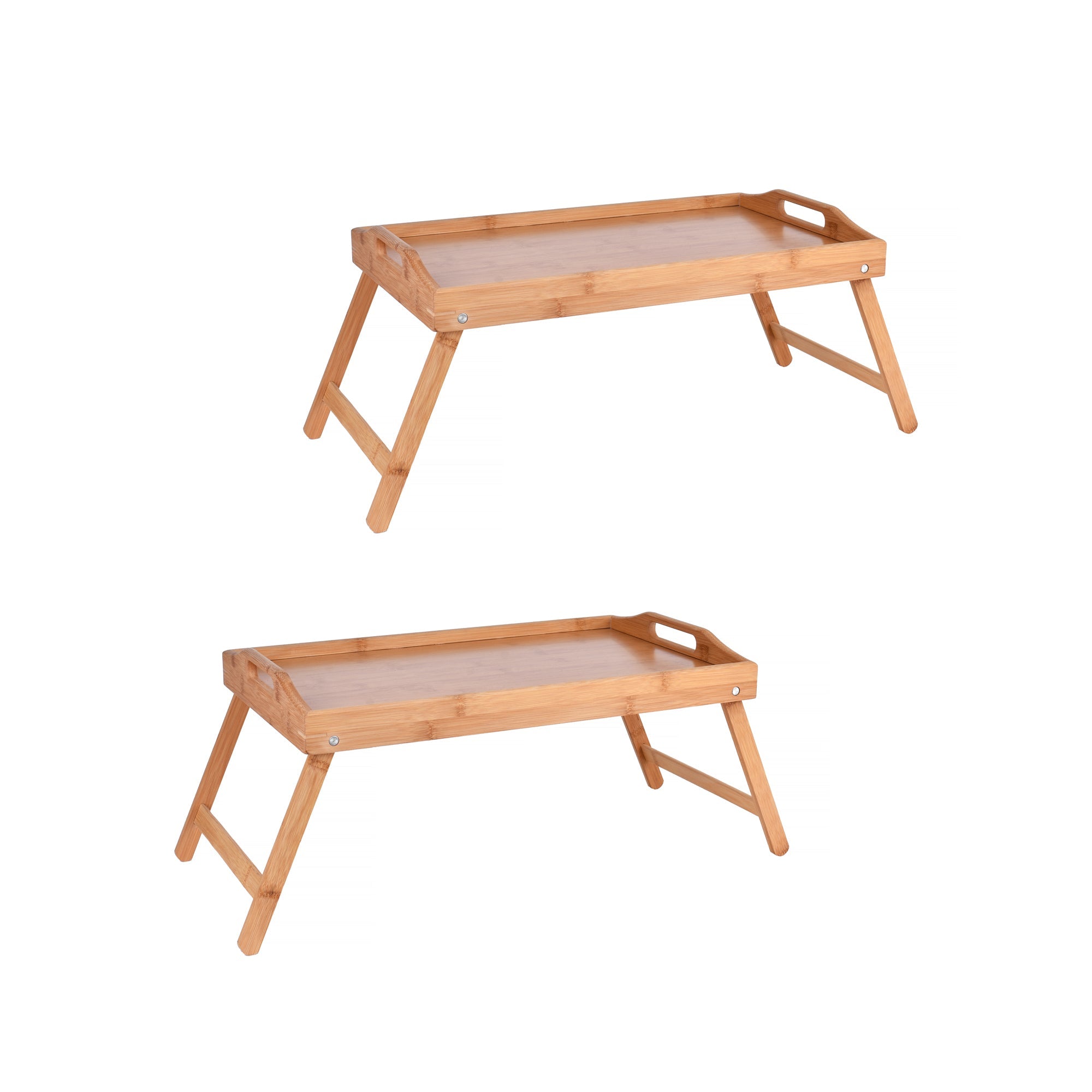 2 x Bamboo Bed Table Breakfast/Snack Serving Tray with Foldable Legs V915-HO0069X2