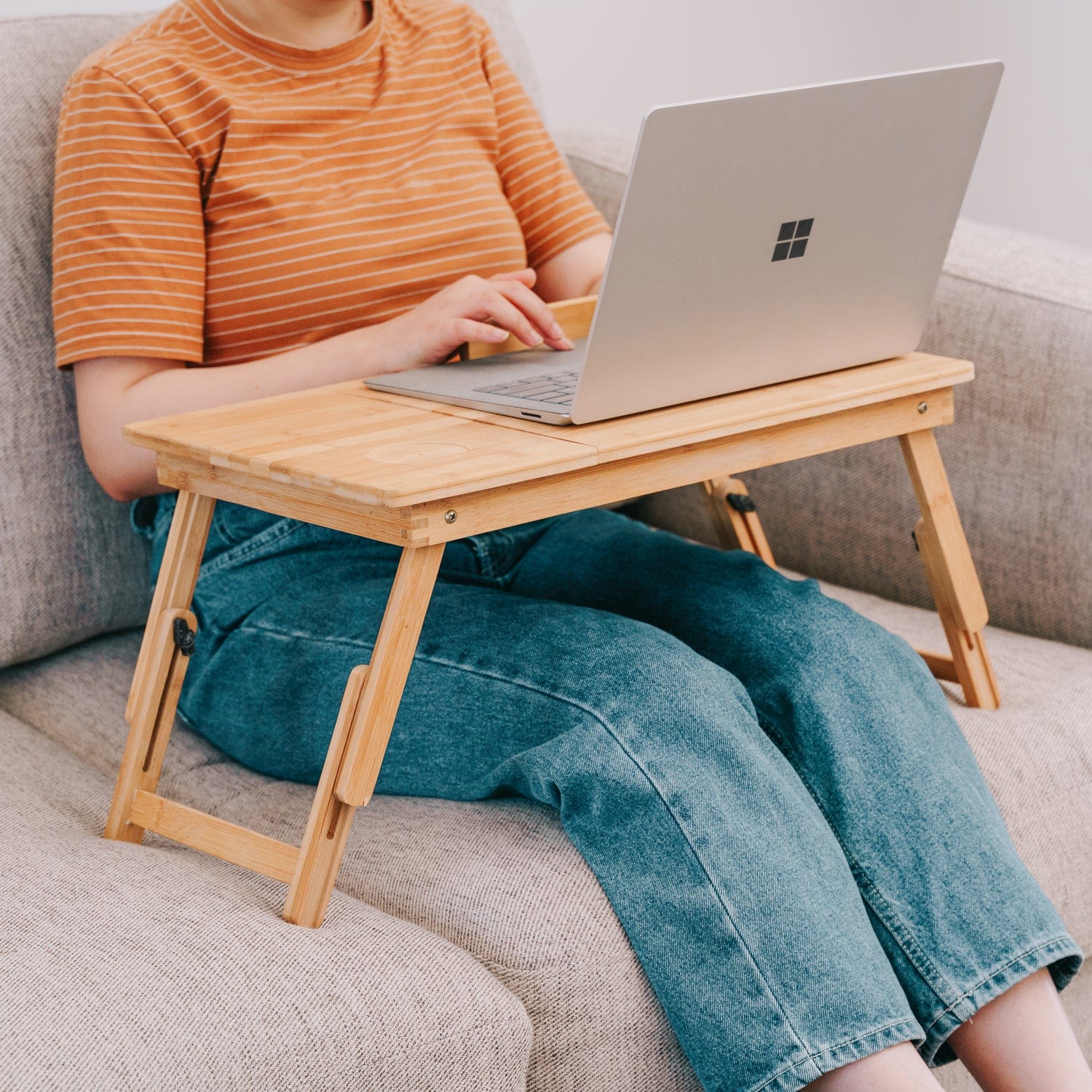 Foldable and Adjustable Bamboo Laptop Table, Bed Tray V915-HO0099