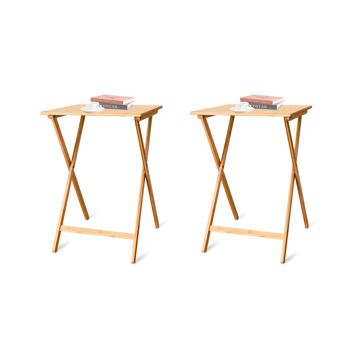 2pc Bamboo Folding Laptop Tray & Snack Table V915-(HO0160X2)