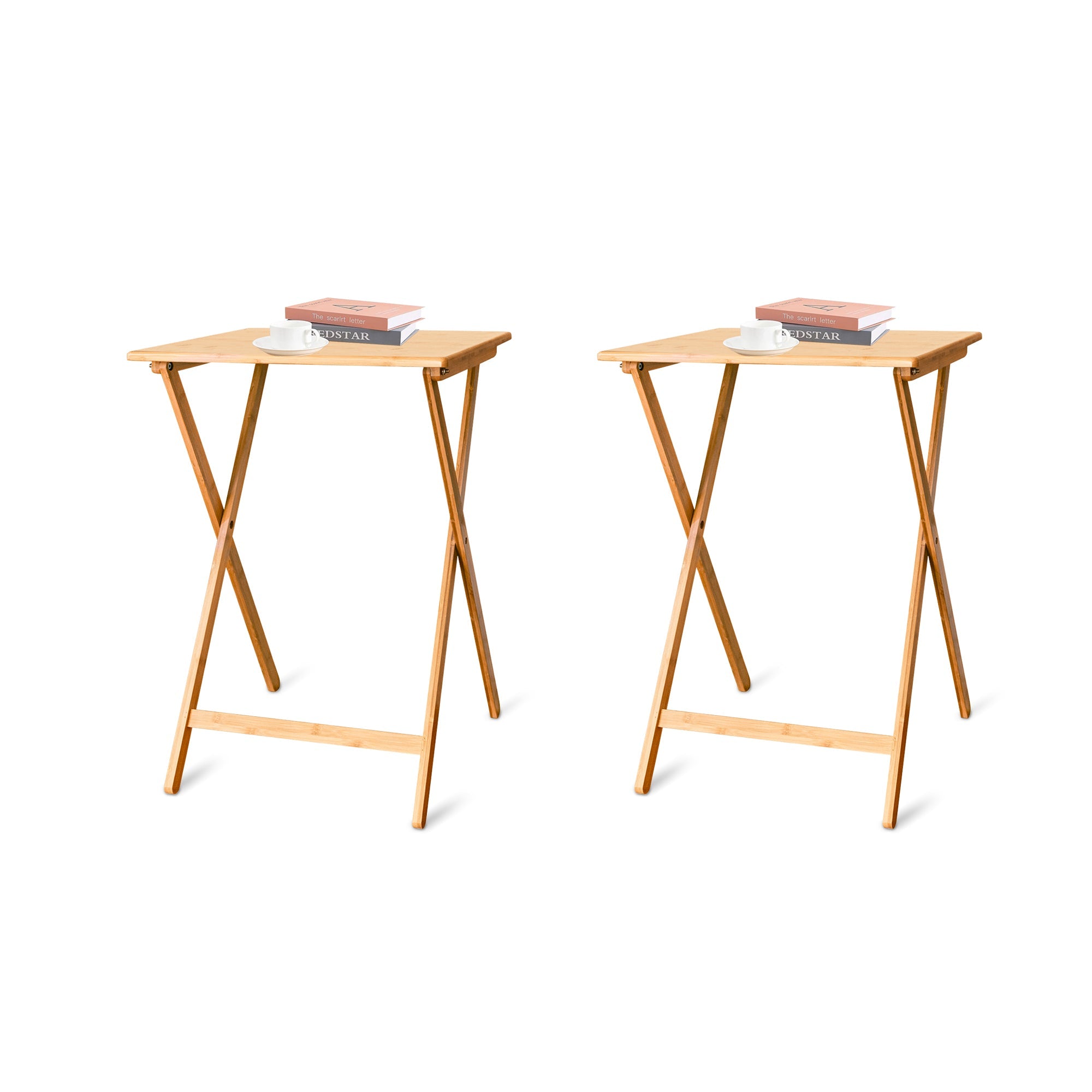 2pc Bamboo Folding Laptop Tray & Snack Table V915-(HO0160X2)
