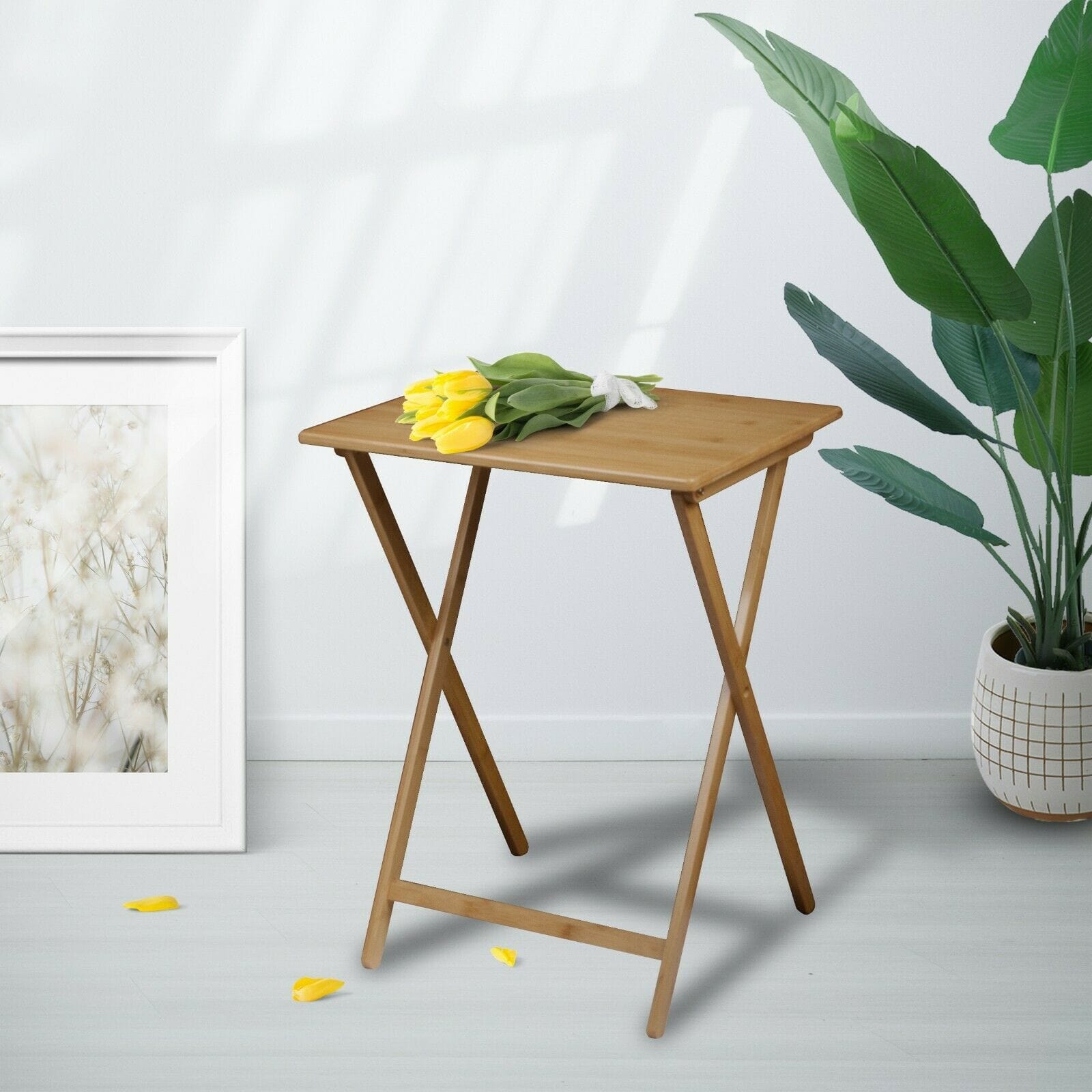 2pc Bamboo Folding Laptop Tray & Snack Table V915-(HO0160X2)