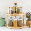 Lazy Susan 2 Tier Rotating Spice Rack Turnable Kitchen Shelf Bamboo Organiser V915-HO0211