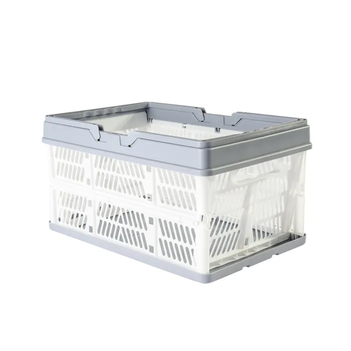 Collapsible Plastic Grocery Shopping Baskets Storage Crates with Handles V915-HO0232