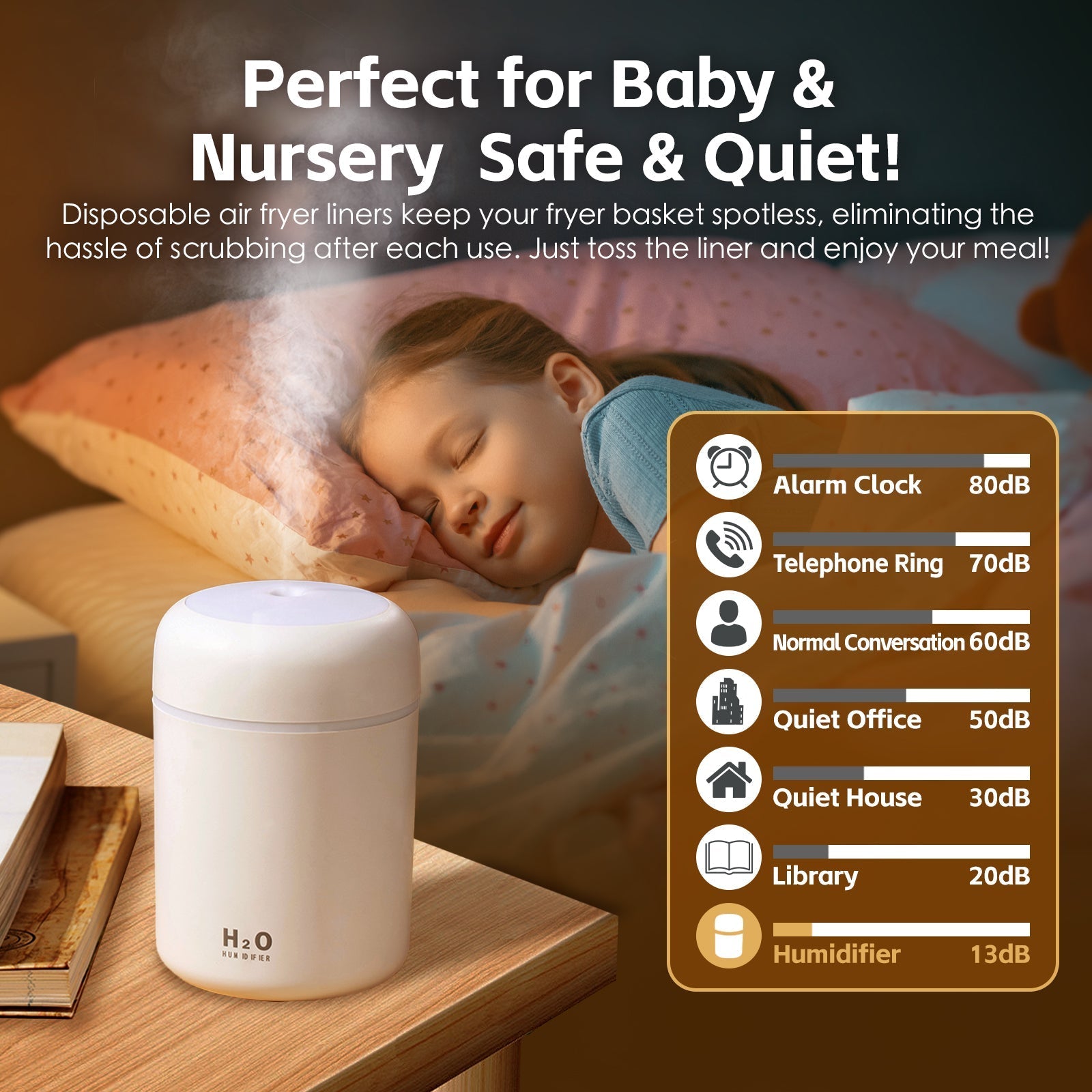 Living Today Mini LED Ultrasonic Humidifier 300ml V915-HO0235