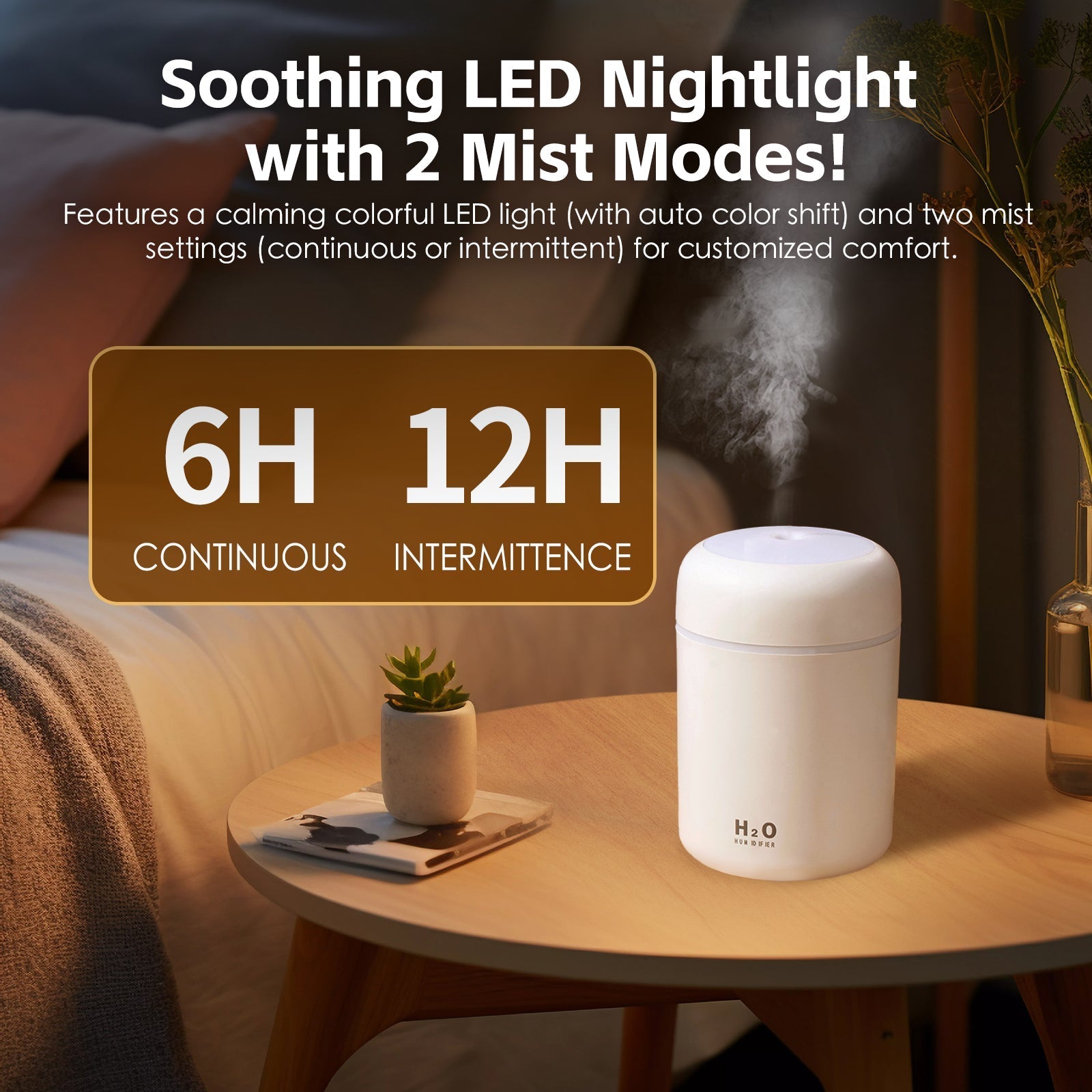 Living Today Mini LED Ultrasonic Humidifier 300ml V915-HO0235