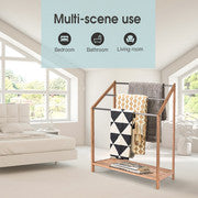85cm Standing Towel Rack - Bamboo Towel Bar Metal 3-Tier V915-HO0241