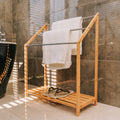 85cm Standing Towel Rack - Bamboo Towel Bar Metal 3-Tier V915-HO0241