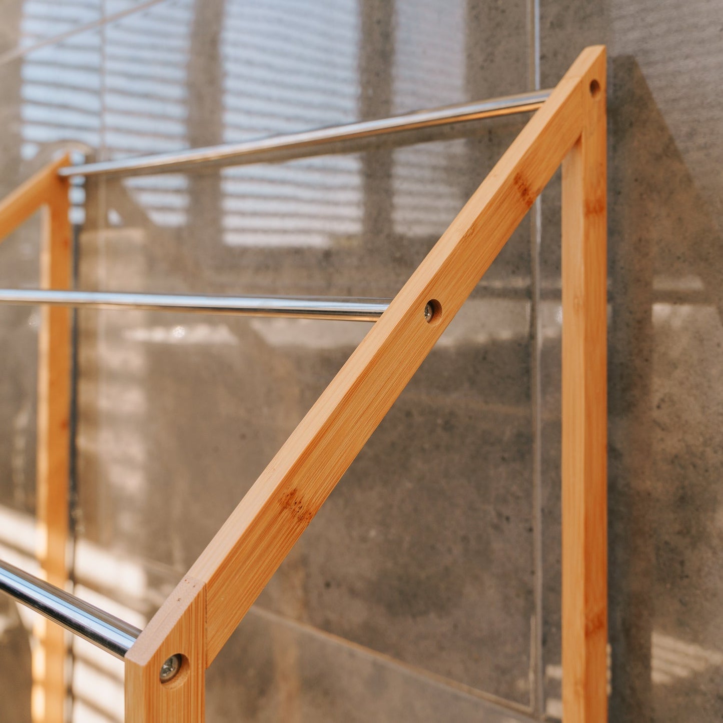 85cm Standing Towel Rack - Bamboo Towel Bar Metal 3-Tier V915-HO0241