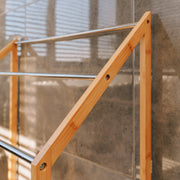 85cm Standing Towel Rack - Bamboo Towel Bar Metal 3-Tier V915-HO0241