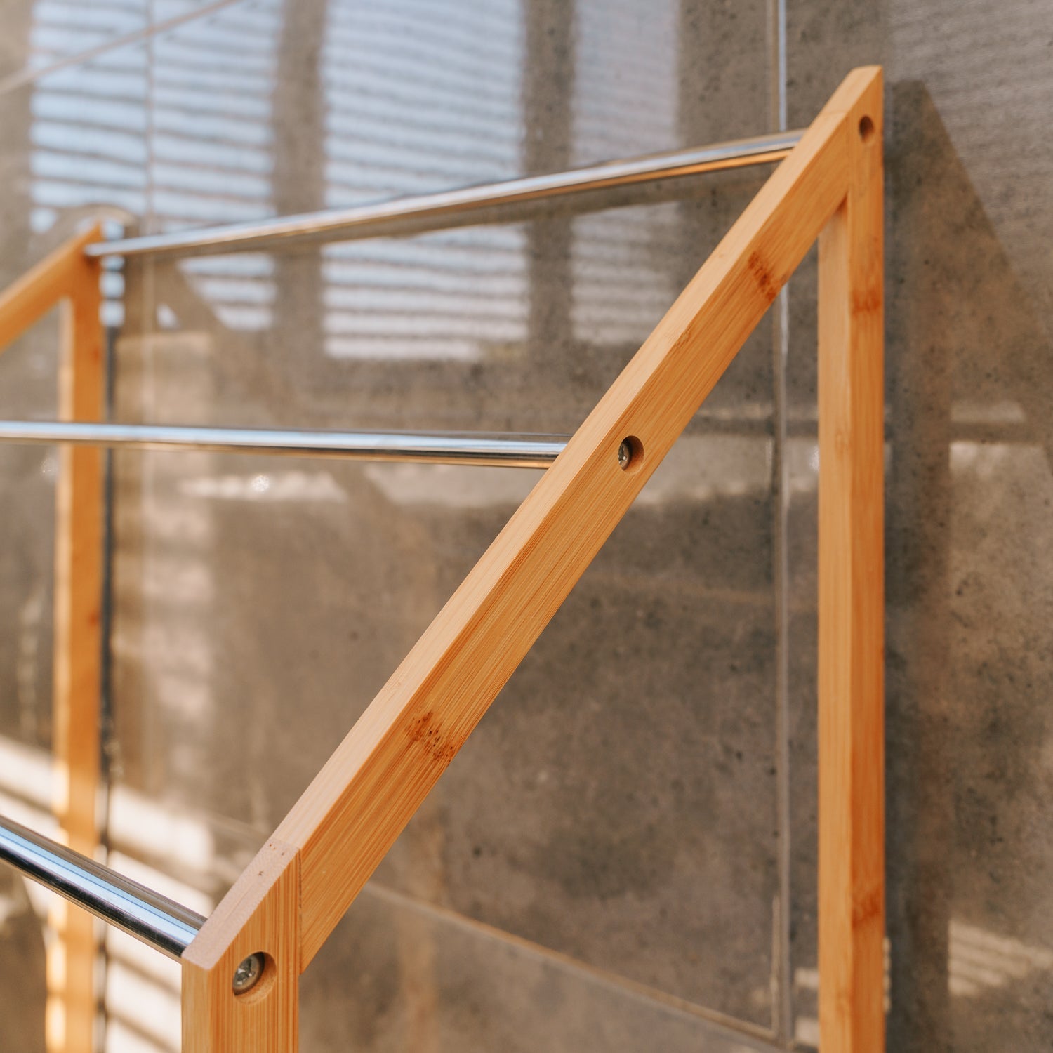 85cm Standing Towel Rack - Bamboo Towel Bar Metal 3-Tier V915-HO0241