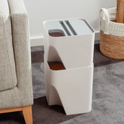 2 Pcs 12L+18L Stackable Plastic Kitchen Trash Bin Household Classification Storage Box V915-HO0242-HO0243