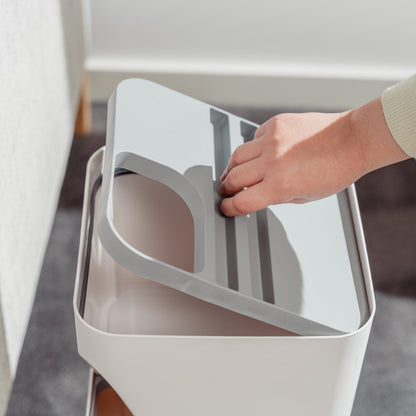 2 Pcs 12L+18L Stackable Plastic Kitchen Trash Bin Household Classification Storage Box V915-HO0242-HO0243