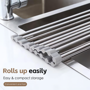 Silver Over Sink Draining Rack with Anti-Slip Grips V915-HO0302